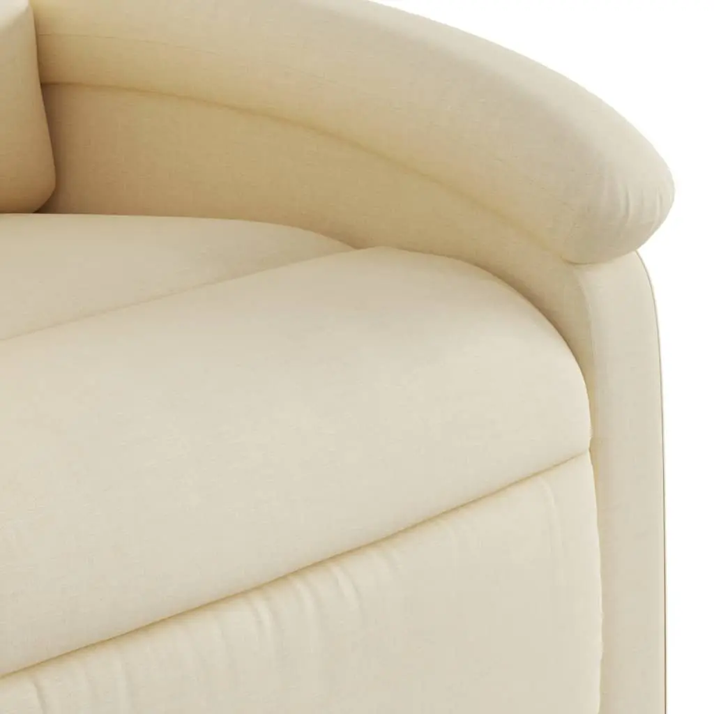 Massage Chair Fabric Cream Recliner Manual Vibration Footrest Adjustable Armchair