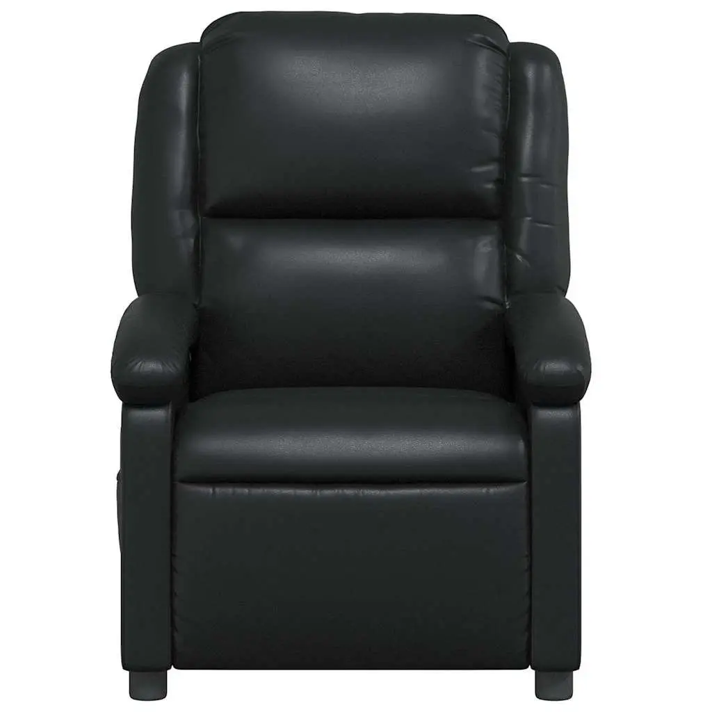 Recliner Chair Black Faux Leather Manual Reclining Armchair Lounge Seat