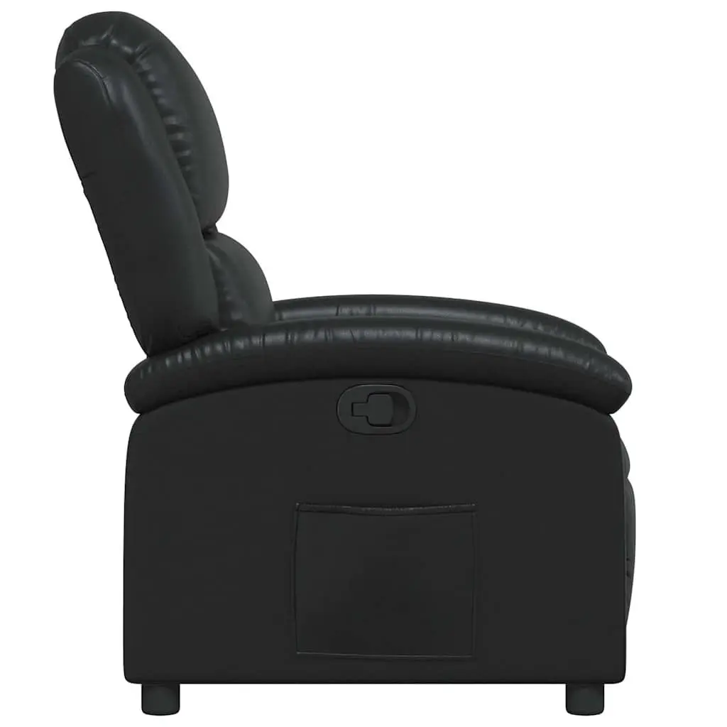 Recliner Chair Black Faux Leather Manual Reclining Armchair Lounge Seat