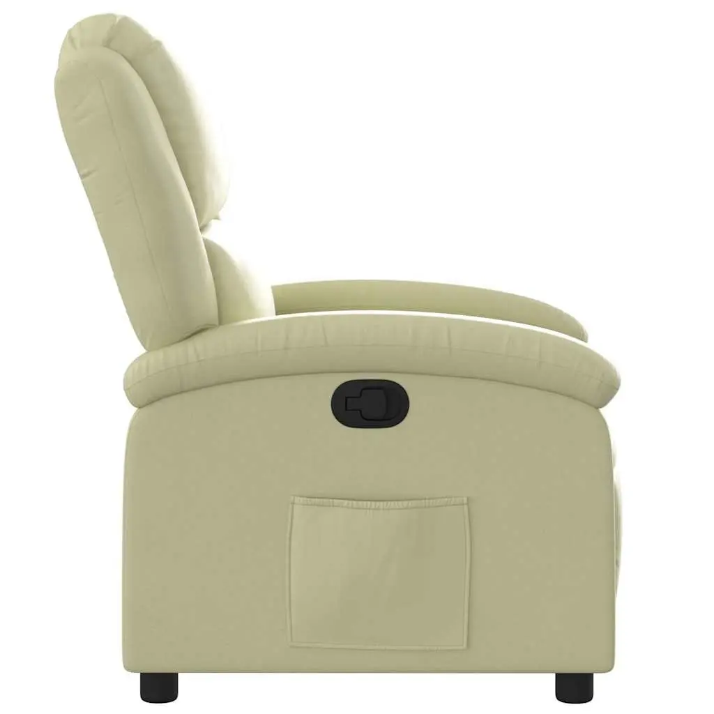Recliner Armchair Real Leather Manual Cream Adjustable Footrest and Backrest