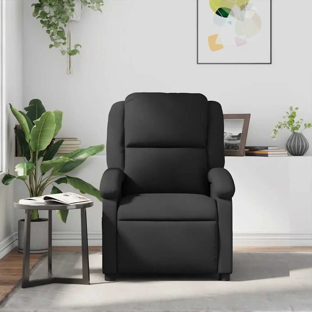 Massage Recliner Chair Manual Recline Real Leather 135 Degree Black