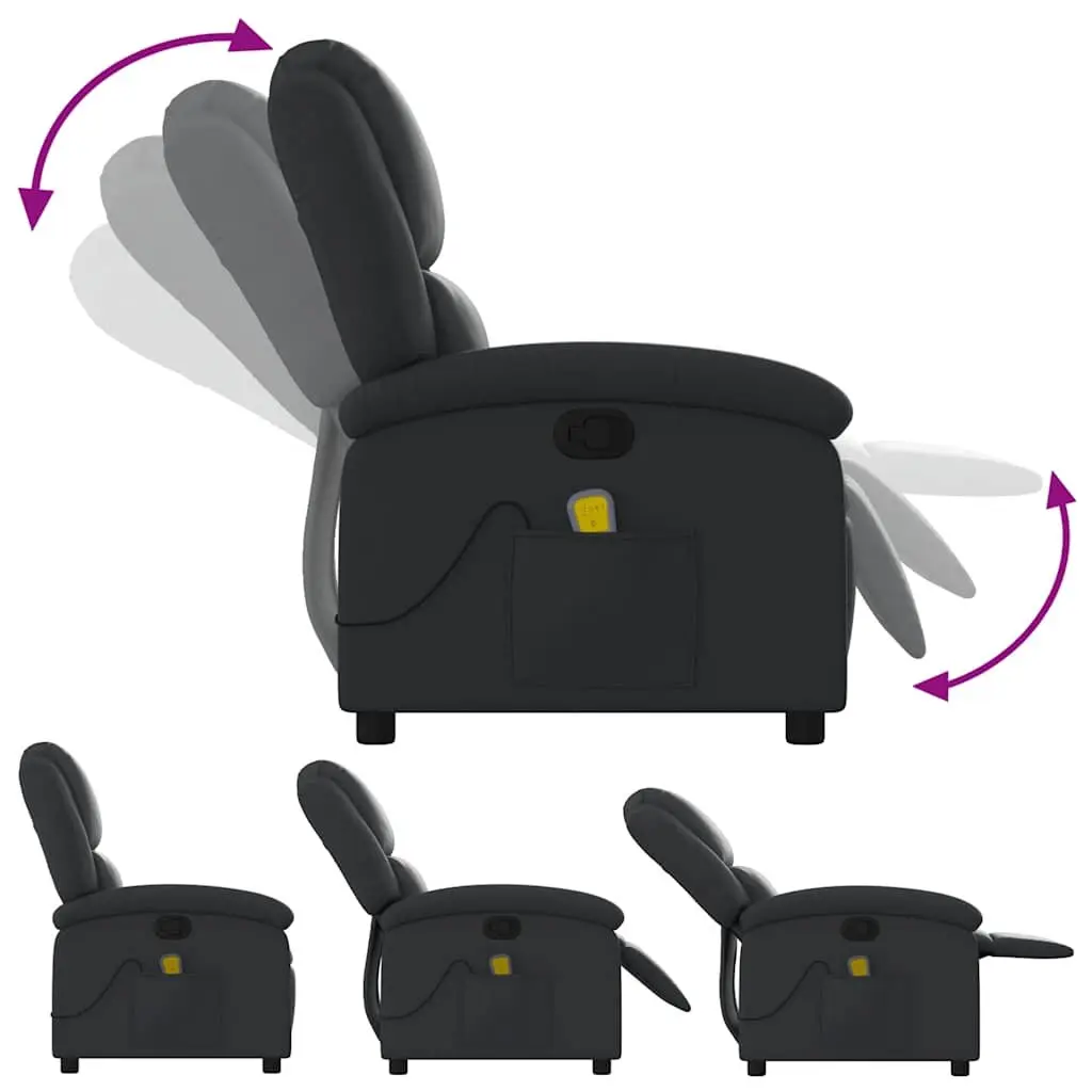 Massage Recliner Chair Manual Recline Real Leather 135 Degree Black