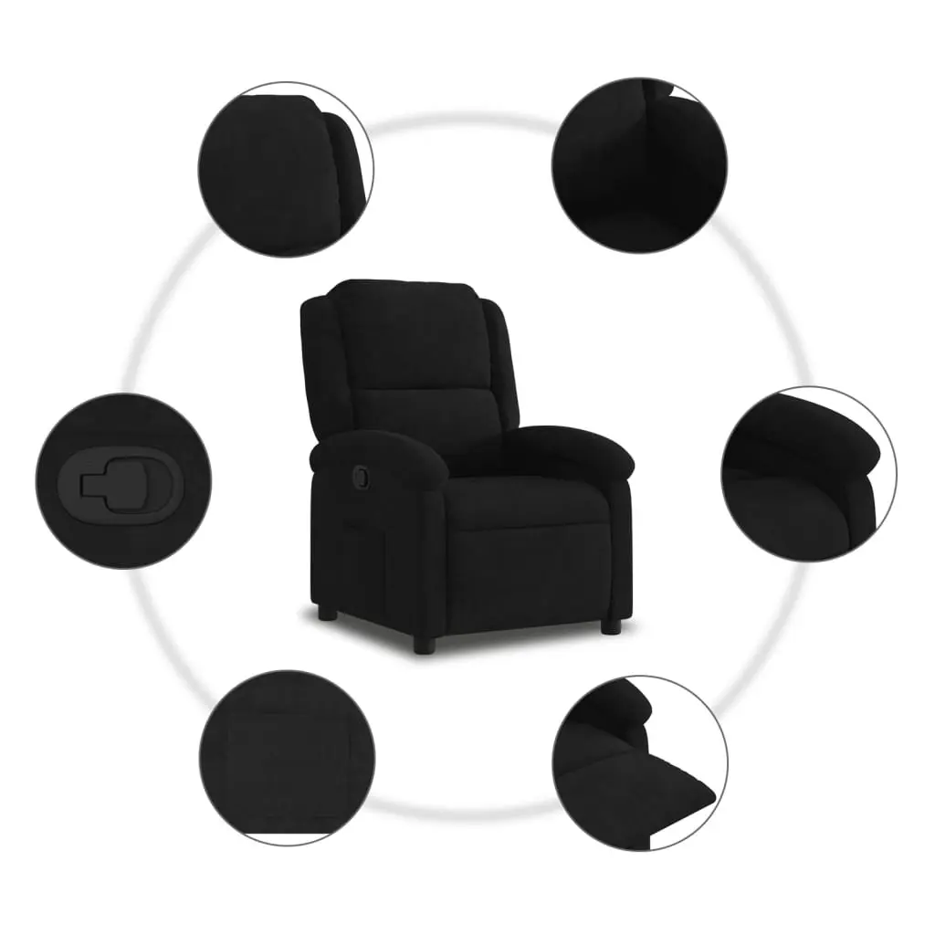 Recliner Chair Velvet Black Manual Reclining Armchair Lounge Seat