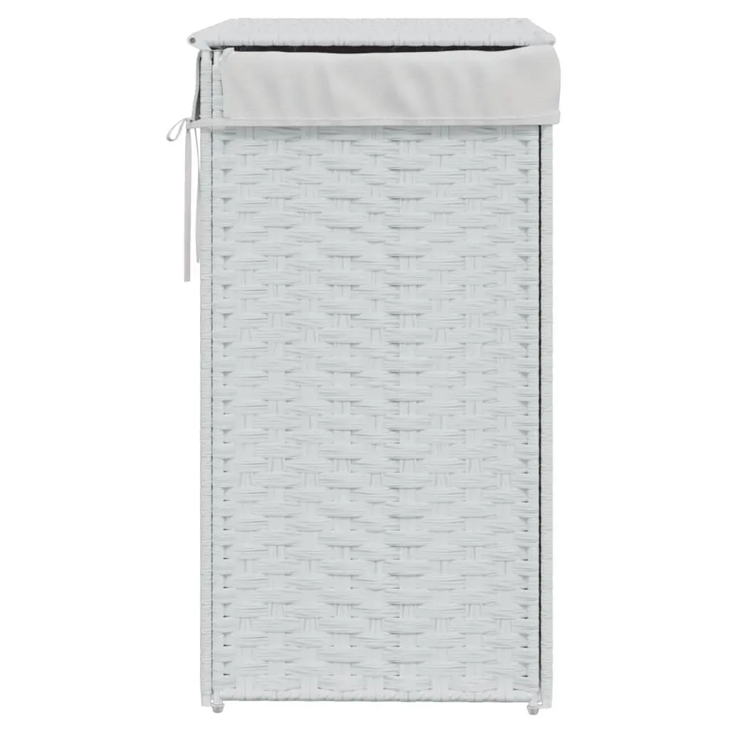 Laundry Basket with Lid White Poly Rattan Foldable Storage Hamper
