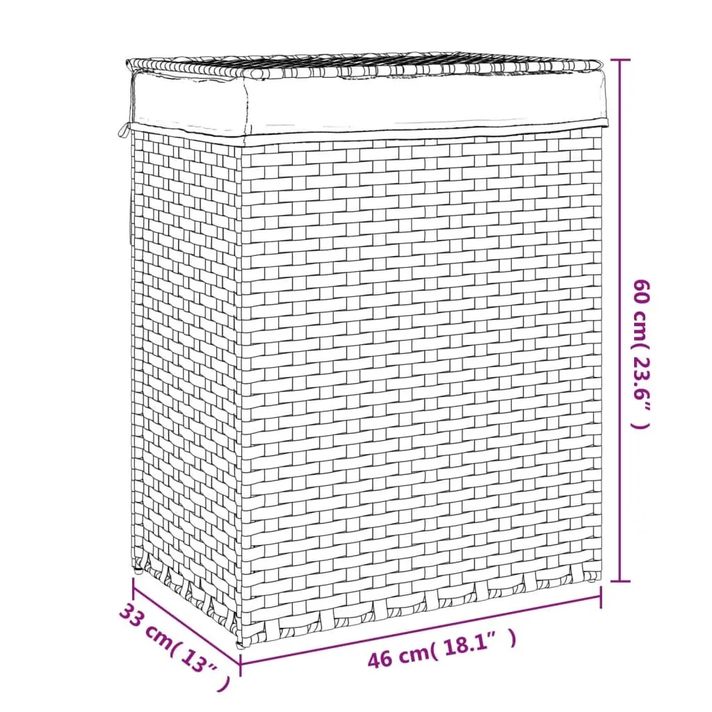 Laundry Basket with Lid White Poly Rattan Foldable Storage Hamper