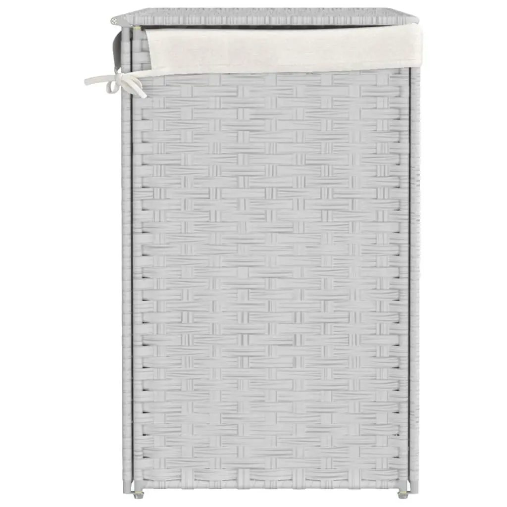 Laundry Basket with 2 Sections White 53x35x57cm Poly Rattan Foldable Hamper