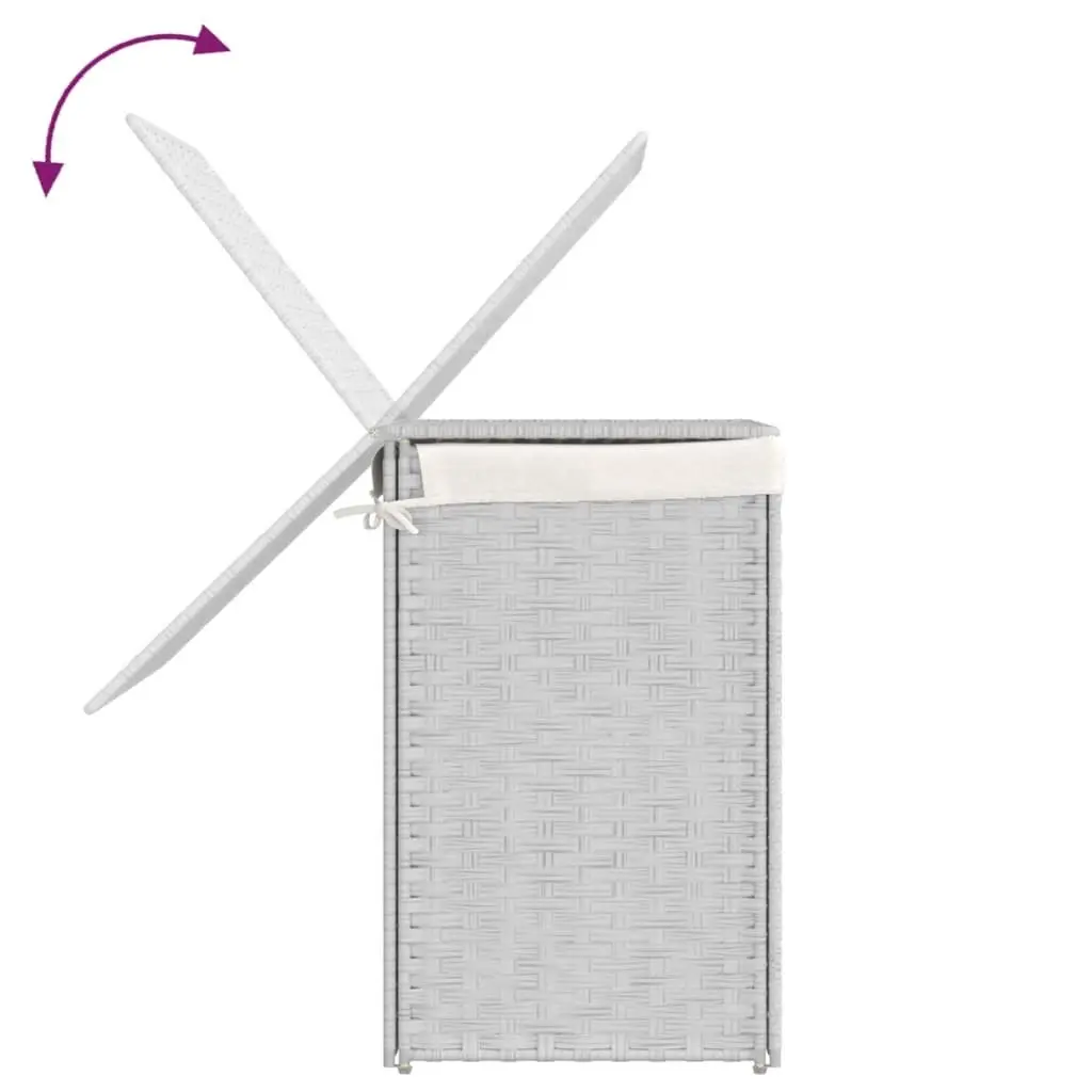 Laundry Basket with 2 Sections White 53x35x57cm Poly Rattan Foldable Hamper