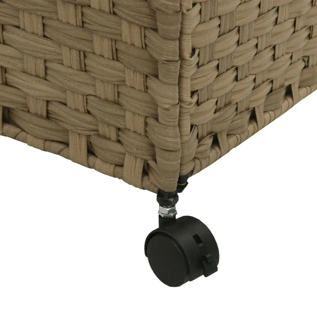 Rattan Laundry Basket with Wheels 60x35x60.5cm Hamper 3 Compartments Lid Handle
