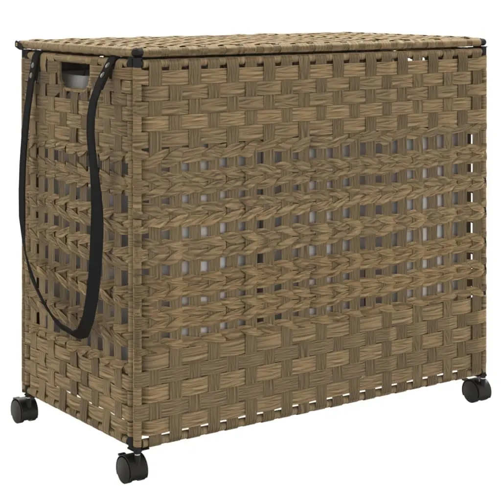 Rattan Laundry Basket with Wheels for Easy Use 66x35x60cm
