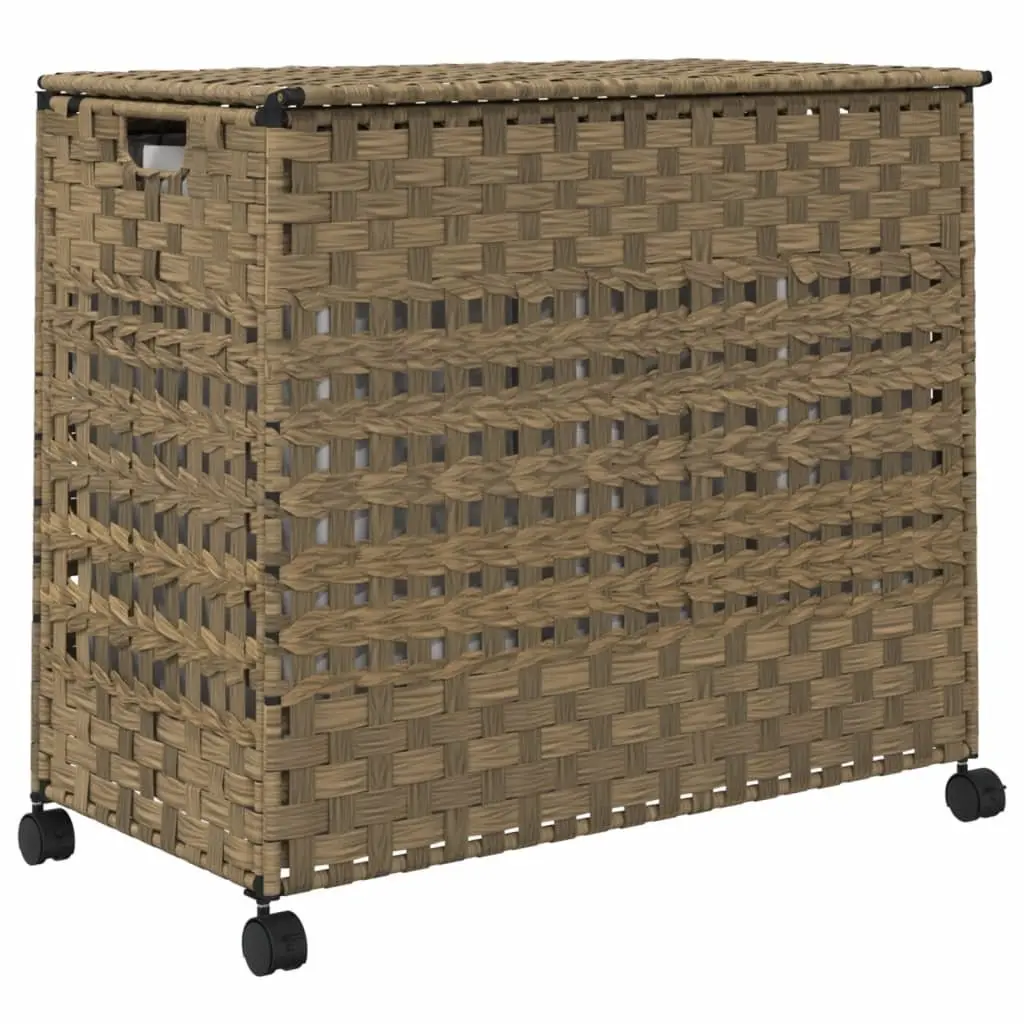 Rattan Laundry Basket with Wheels for Easy Use 66x35x60cm