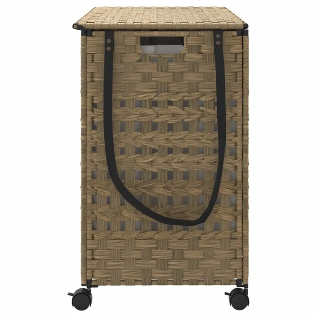 Rattan Laundry Basket with Wheels for Easy Use 66x35x60cm
