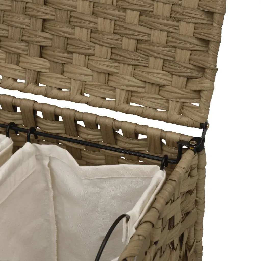 Rattan Laundry Basket with Wheels for Easy Use 66x35x60cm