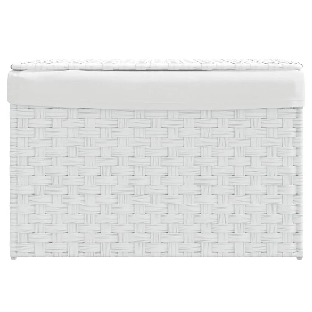 Laundry Basket Poly Rattan 55.5x35x34cm White Foldable with Lid