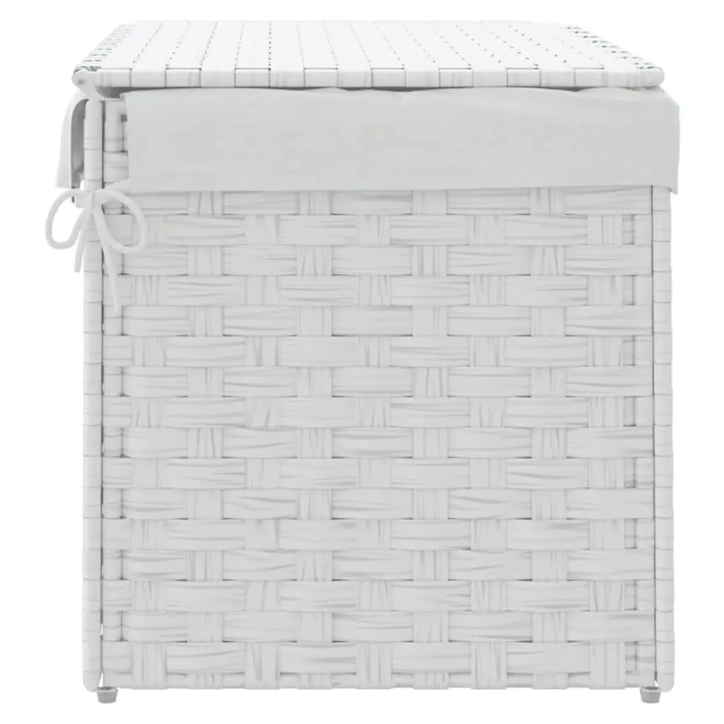 Laundry Basket Poly Rattan 55.5x35x34cm White Foldable with Lid