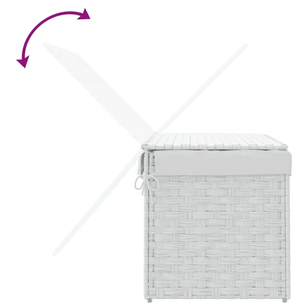 Laundry Basket Poly Rattan 55.5x35x34cm White Foldable with Lid