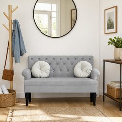 Functional Grey Bench with Backrest for Any Room