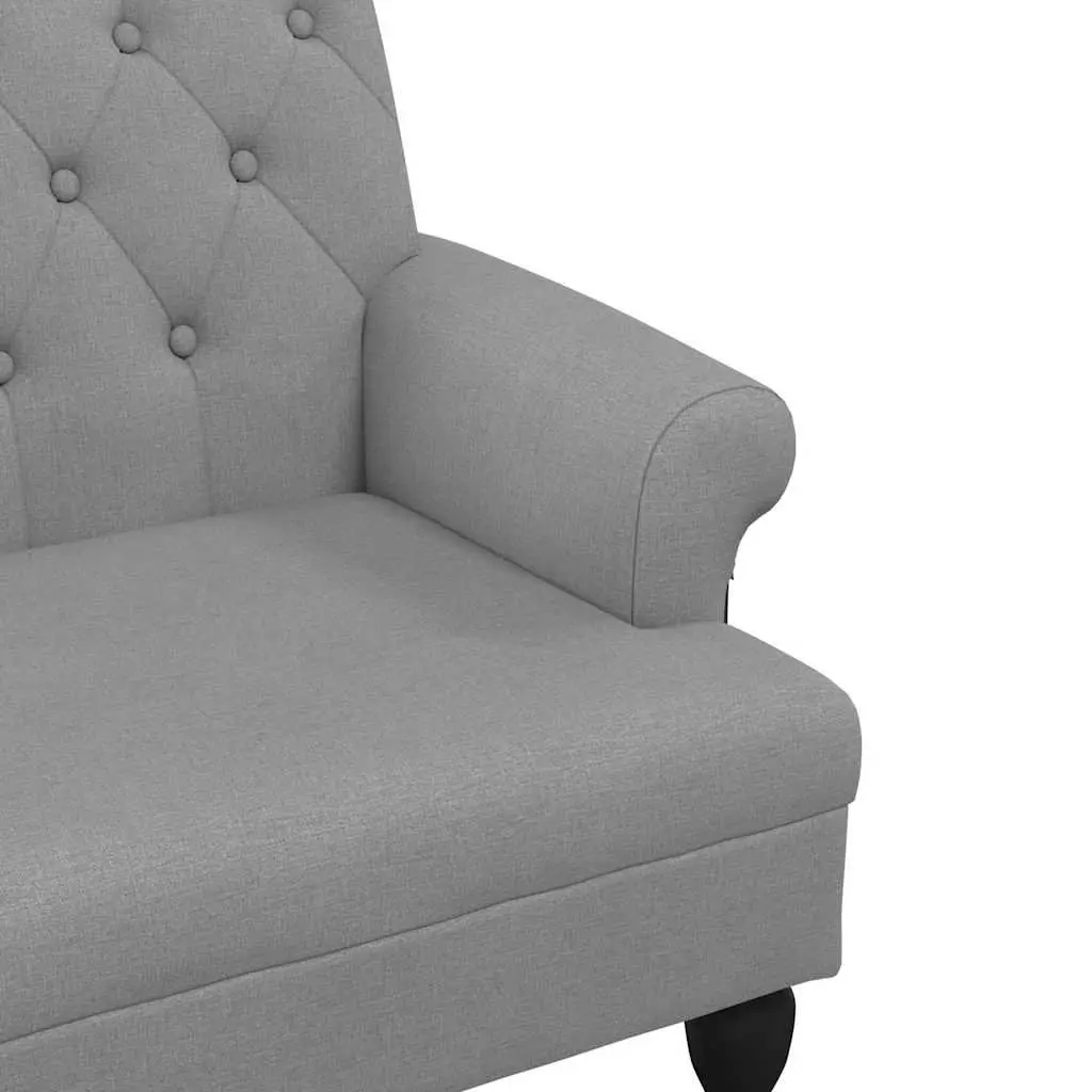 Fabric Bench with Backrest Grey Padded Seating Button Tufted Armrests 120 x 62 x 75.5 cm