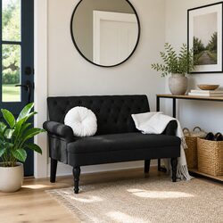 Versatile Black Bench with Backrest for Your Home
