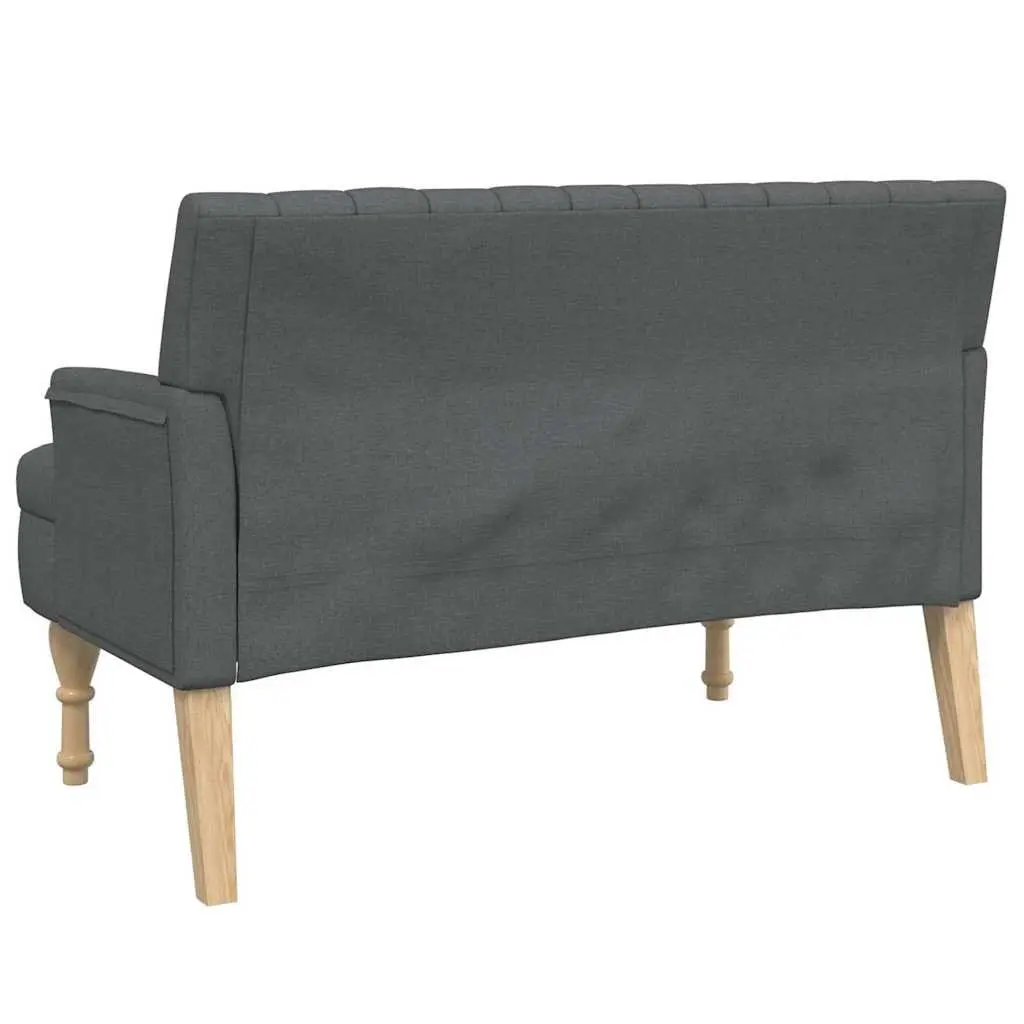 Grey Fabric Bench Padded Seat Cushions Armrests Backrest for Home Office