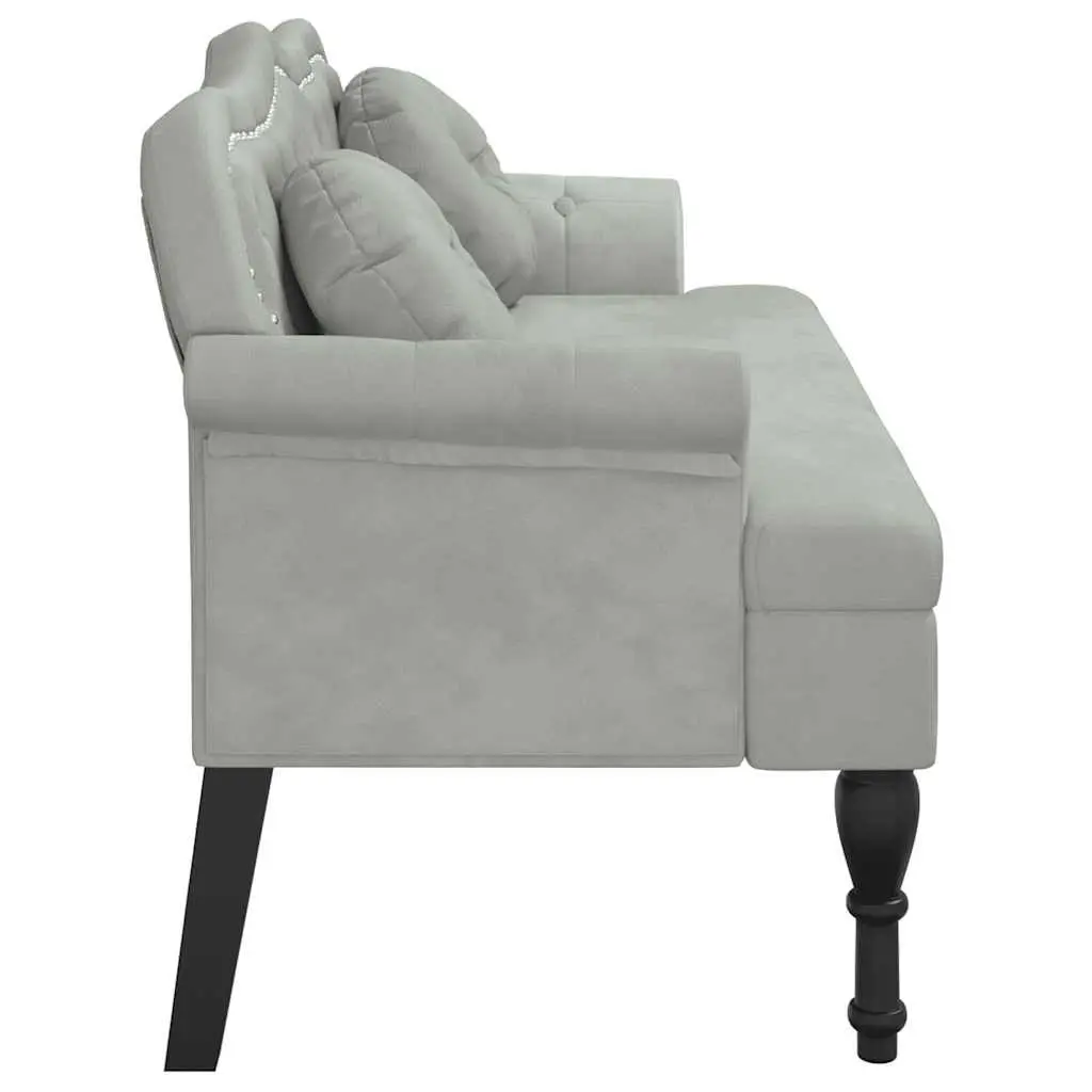 Bench Velvet Light Grey 120.5 x 65 x 75 cm Padded Seating Home Office Furniture