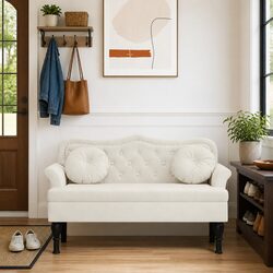Versatile Cream Velvet Bench for Any Room