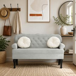 Versatile Grey Velvet Bench for Your Living Room