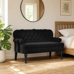 Black Velvet Bench for Living Rooms and Offices