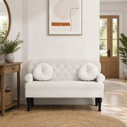 Versatile Cream Velvet Bench for Any Living Space