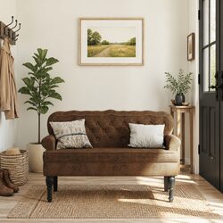 Versatile Brown Faux Suede Leather Bench for Your Home