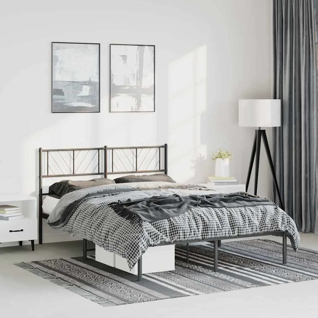 Metal Bed Frame for Bedroom Use 150x200 cm in Black