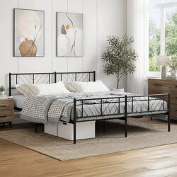 Practical King Bed Frame 183x203 cm with Supportive Headboard & Footboard