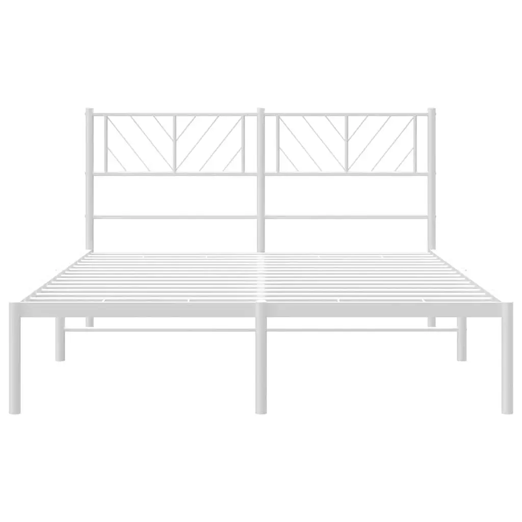 Metal Bed Frame Steel 135x190 cm White with Headboard