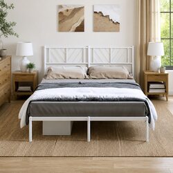 Versatile Metal Bed Frame with Headboard 150x200 cm for Any Room