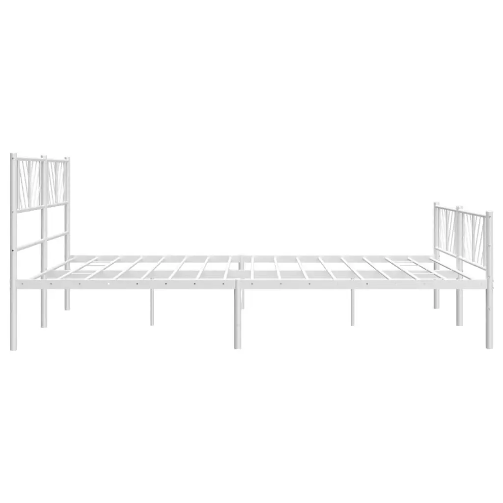 Metal Bed Frame King 183x203cm with Footboard Slatted Base White Bedroom