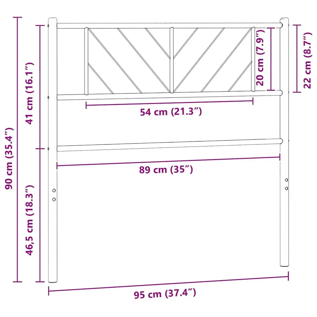 Metal Headboard White 90cm Bed Header Bedroom Furniture Sturdy Steel Frame