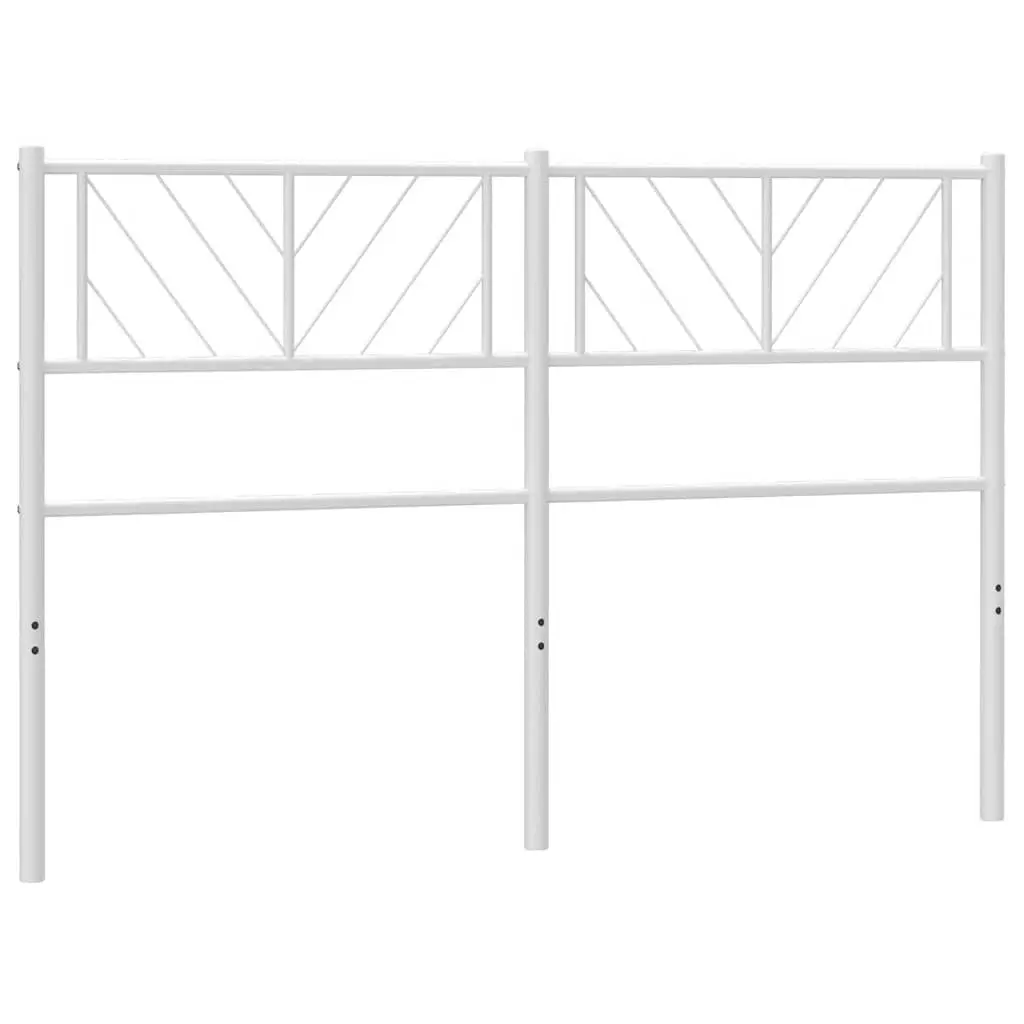 Metal Headboard 135cm White Powder-Coated Steel Construction for Bed Frame