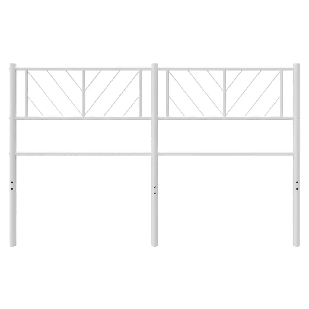 Metal Headboard 135cm White Powder-Coated Steel Construction for Bed Frame