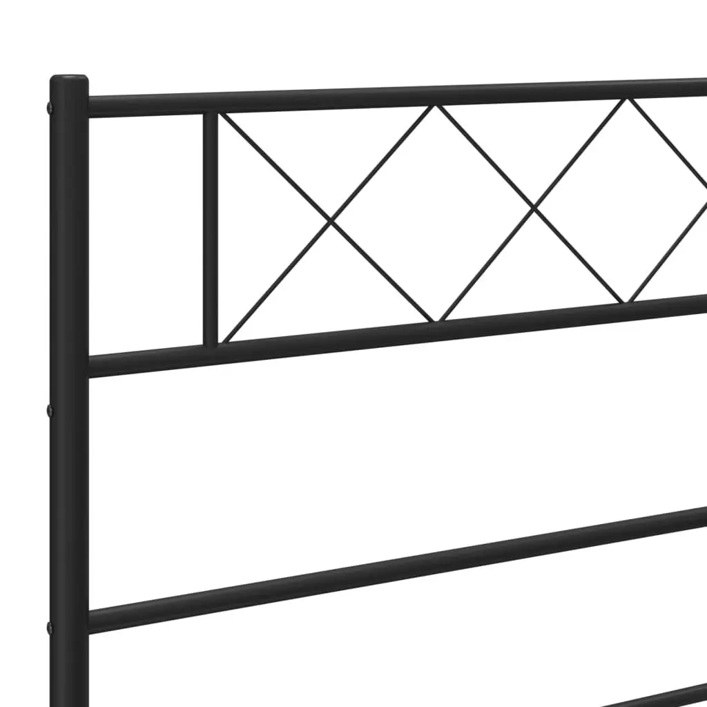 King Metal Bed Frame with Headboard Black Bedroom Furniture Steel Slatted Base