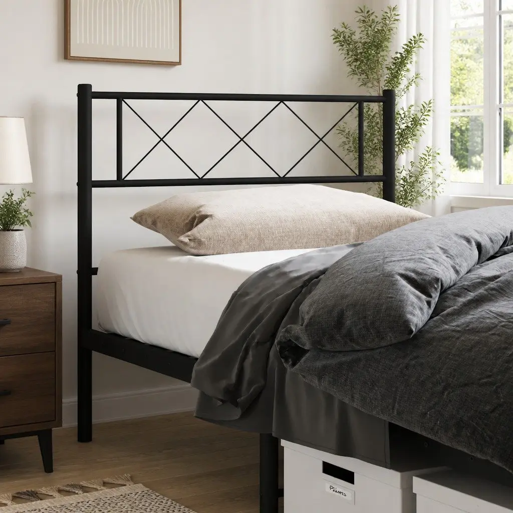 Metal Headboard Black 107cm Bed Frame Head Board Bedroom Furniture