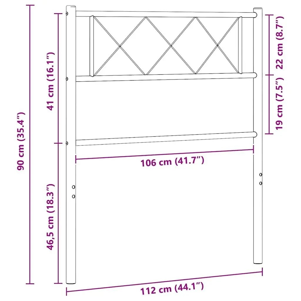Metal Headboard Black 107cm Bed Frame Head Board Bedroom Furniture