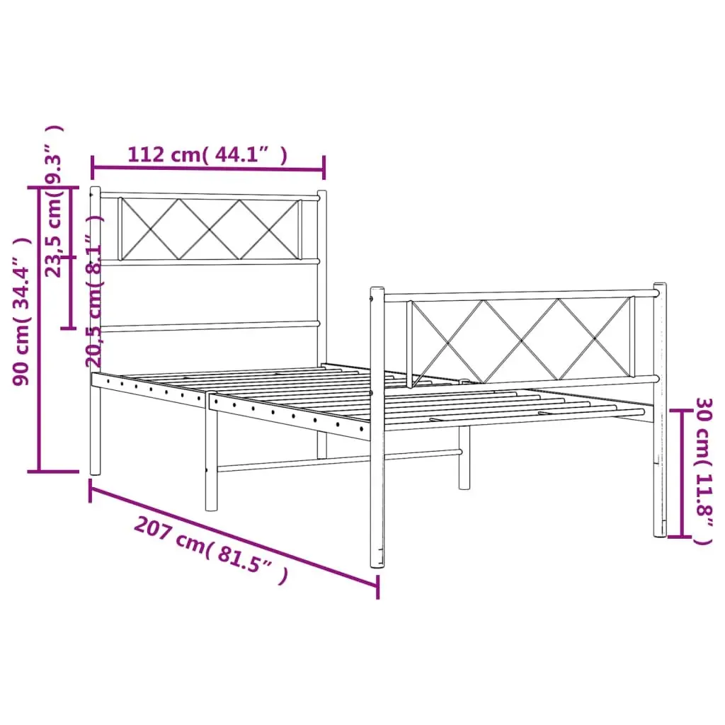 Metal Bed Frame King Single 107x203 cm