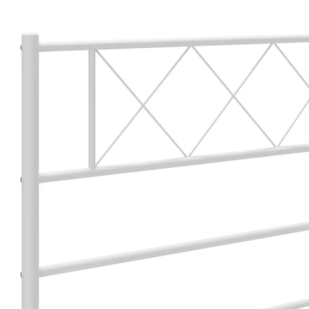 Metal Bed Frame White 135x190cm Bedroom Furniture Headboard Footboard Slats
