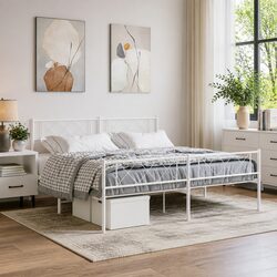 Perfect Addition: White King Metal Bed Frame 183x203cm for Any Bedroom