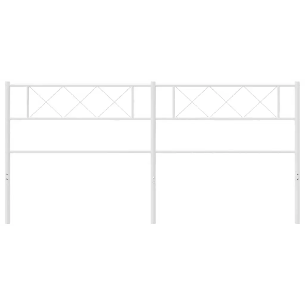 Metal Headboard Powder-Coated Steel 180cm White Bedroom Support Frame