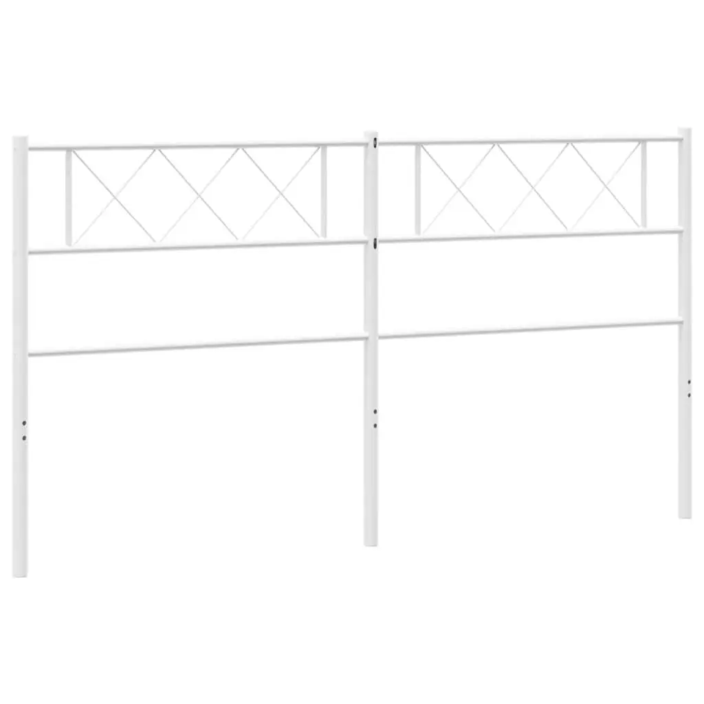 Metal Headboard Powder-Coated Steel 180cm White Bedroom Support Frame
