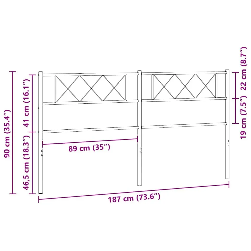 Metal Headboard Powder-Coated Steel 180cm White Bedroom Support Frame