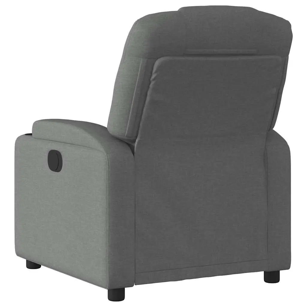 Grey Fabric Manual Recliner Armchair with Adjustable Footrest and Cup Holders