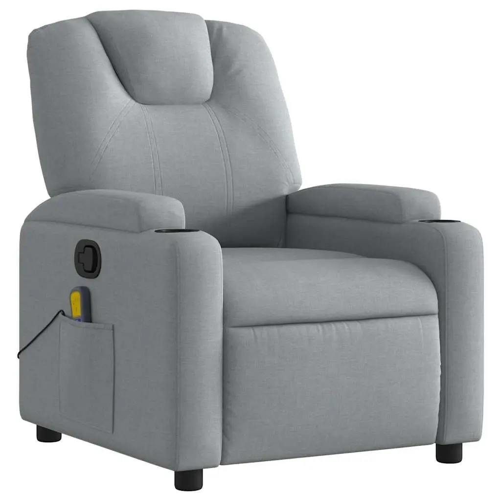 Massage Recliner Armchair Fabric Manual Recline Vibration 6 Points Grey