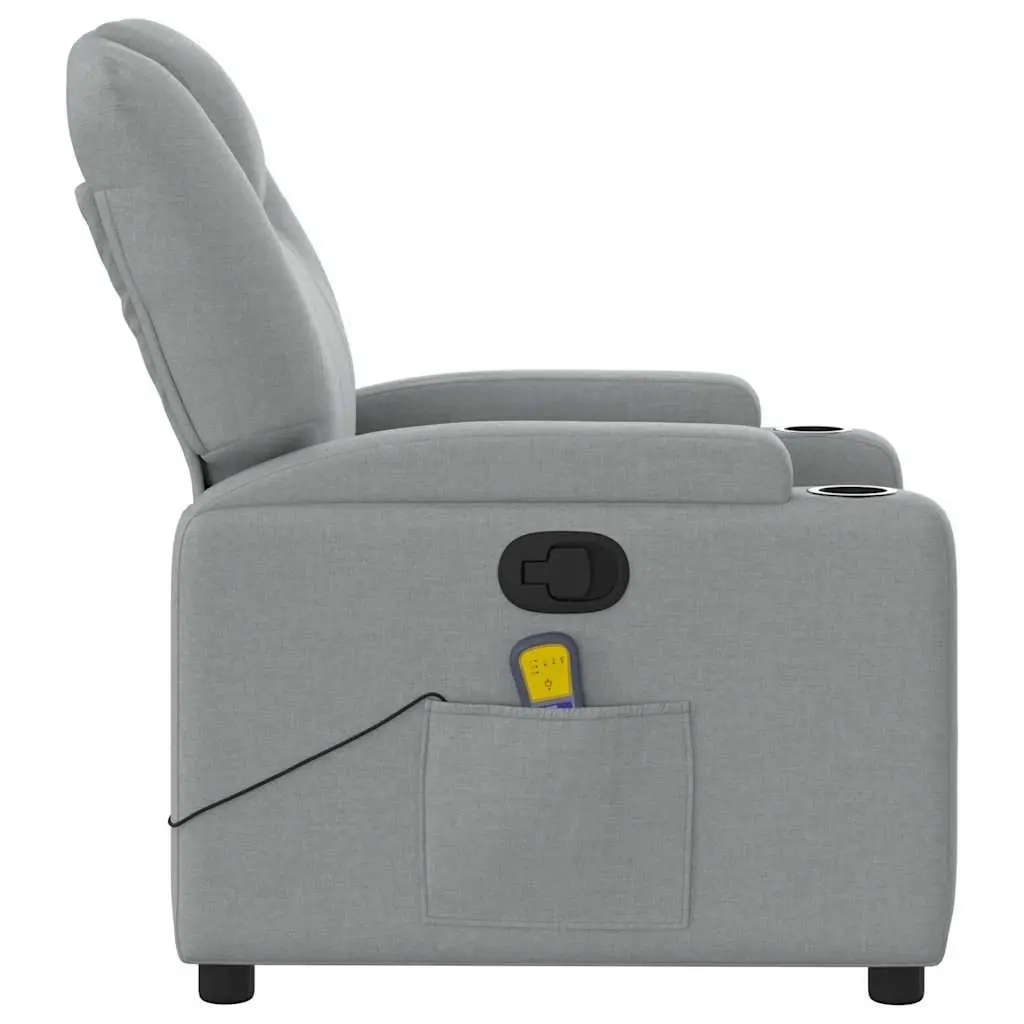 Massage Recliner Armchair Fabric Manual Recline Vibration 6 Points Grey