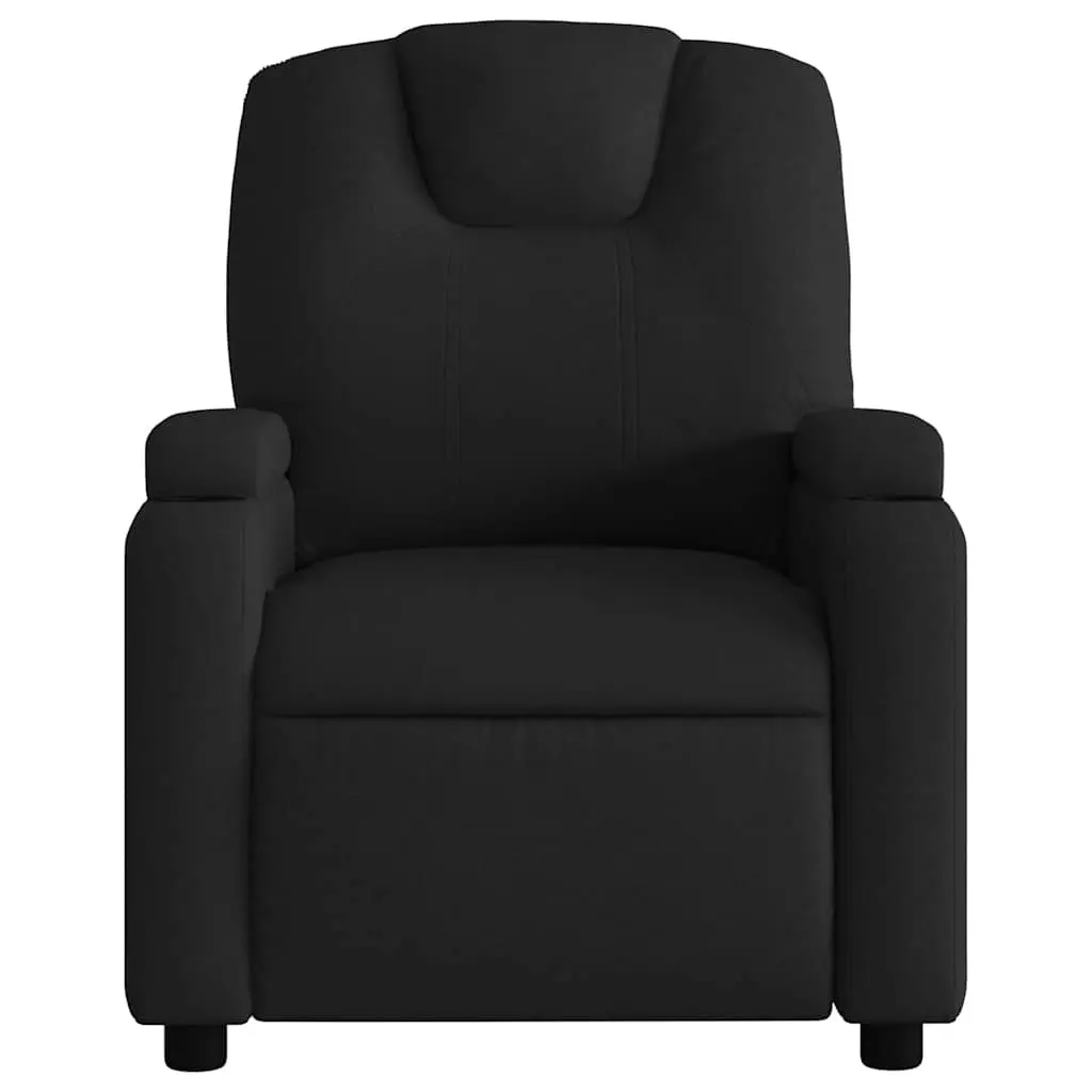 Manual Recline Massage Chair Fabric Black Vibration 6 Points Armchair with Cup Holders and Side Pocket Storage